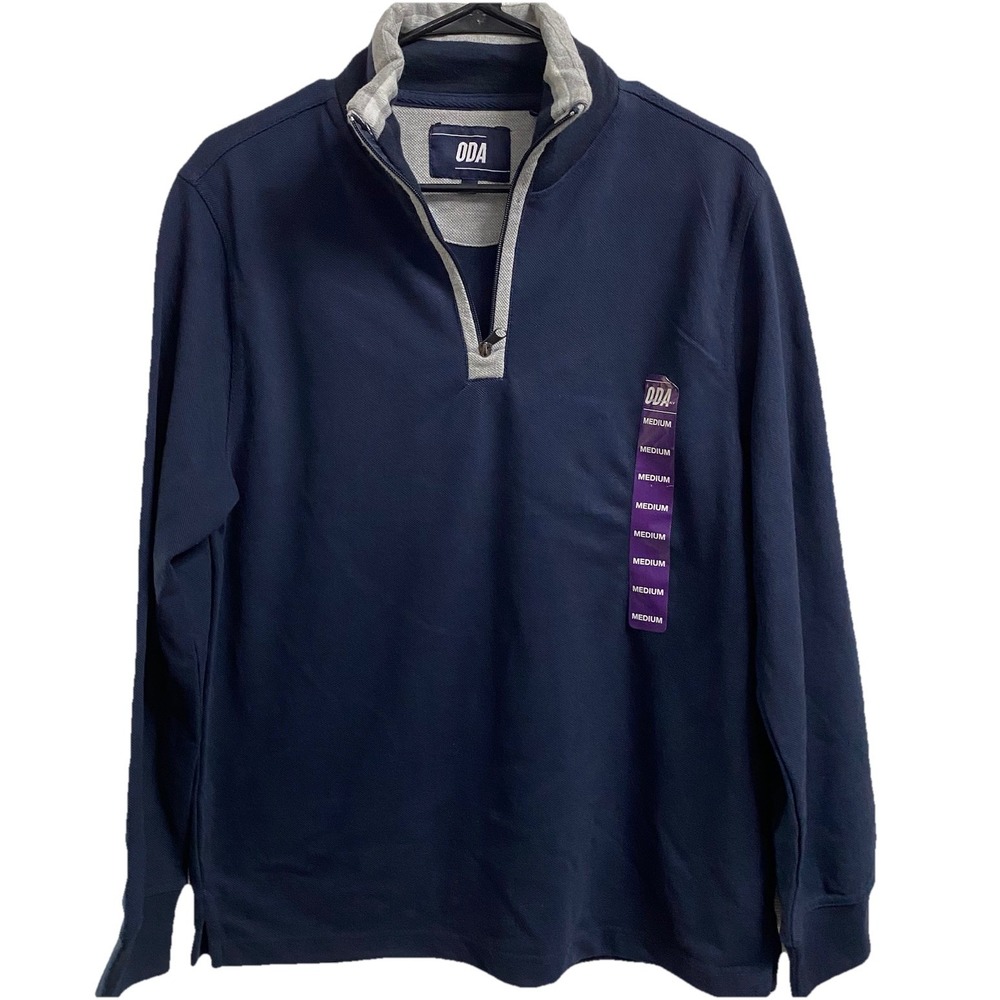 ODA Rugby Shirt Mens Navy Blue‎ Long Sleeve Shirt 1/4 Zip Pullover NWT SZ.M